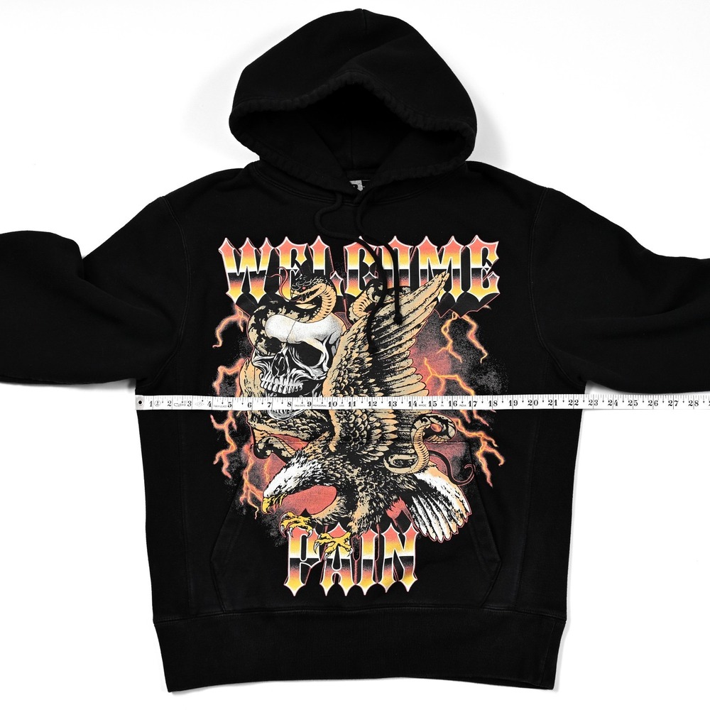 Welcome Pain Men's Hoodie Sweatshirt Medium Skulls Snakes Eagle‎ Heavyweight - Picture 3 of 9